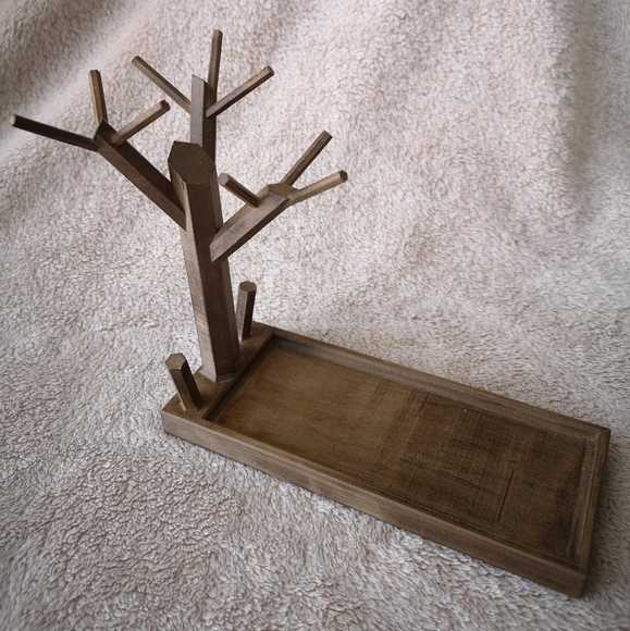 💍 3D Printed Small Jewelry Tree *Stained Wood PLA - Picture 2 of 2